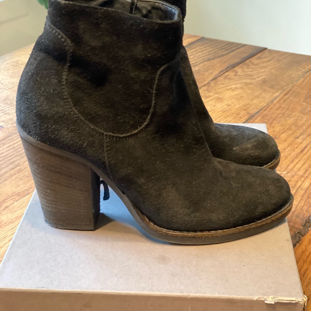 Vic Italian black suede booties, size 8.